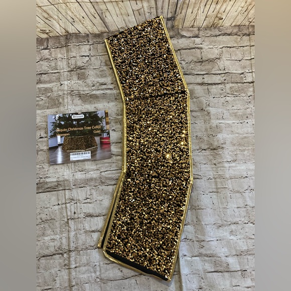 New in bag Blissun Gold Sequin Christmas Tree Collar - Picture 7 of 8